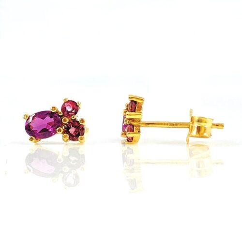 Pendientes Oro Amarillo rodolitas topacio