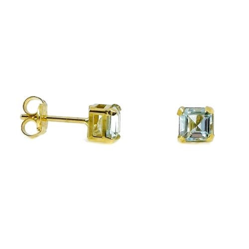 Pendientes Oro Amarillo aguamarina sintética