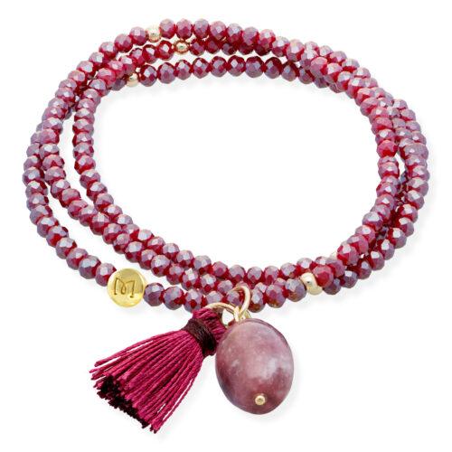 Pulsera Zen Marina García Burgundy Plata