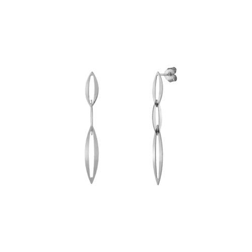 Pendientes eslabones laser-cut ovalados plata