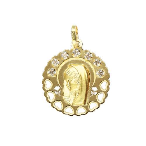 Medalla Virgen Niña Oro Amarillo 18k Circonitas