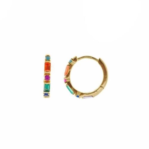 Aros circonitas multicolor plata dorada Salvatore