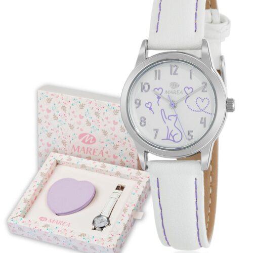 Reloj de niña gatito lila Marea correa + monedero